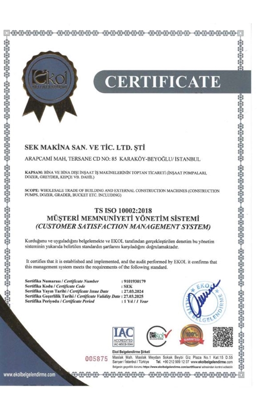 Müşteri Memnuniyet Sertifikası