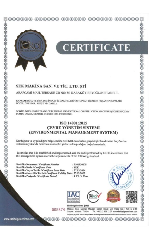 Çevre Yönetim Sistemi Sertifikası