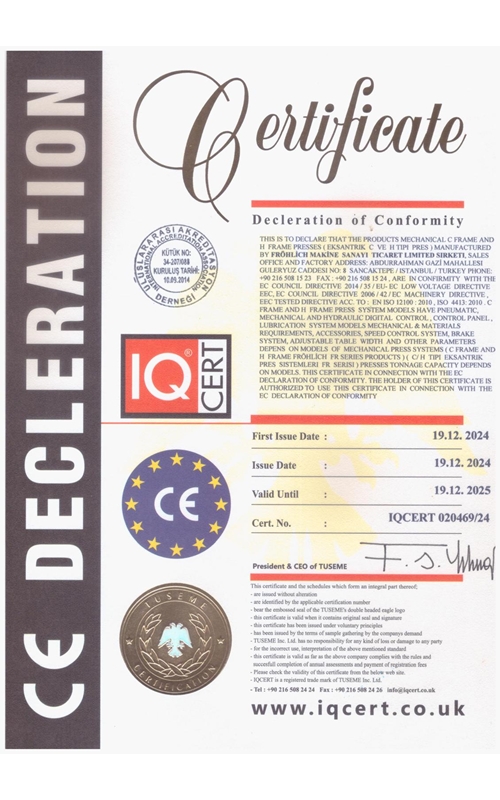 CE sertifikası Sertifikası