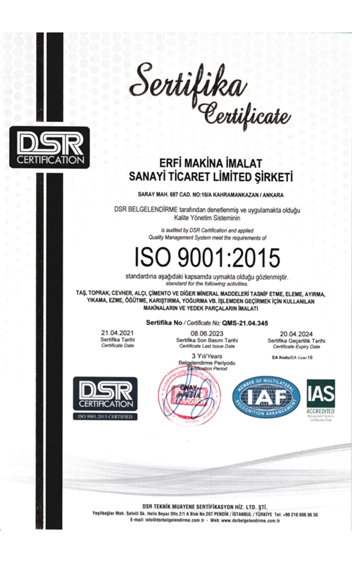 ISO 9001:2015 Sertifikası