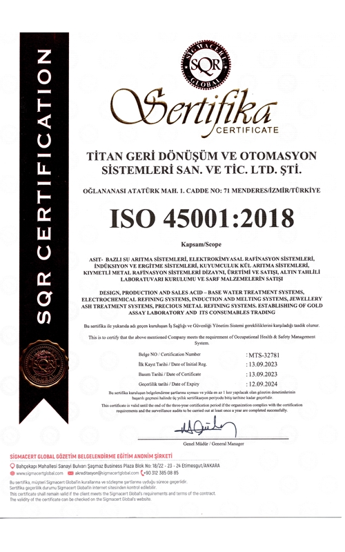 ISO 45001 Sertifikası