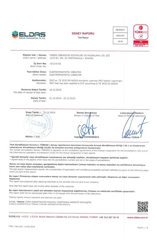 Türkak Deney Raporu - Vibsis Vibrasyon Sertifikası