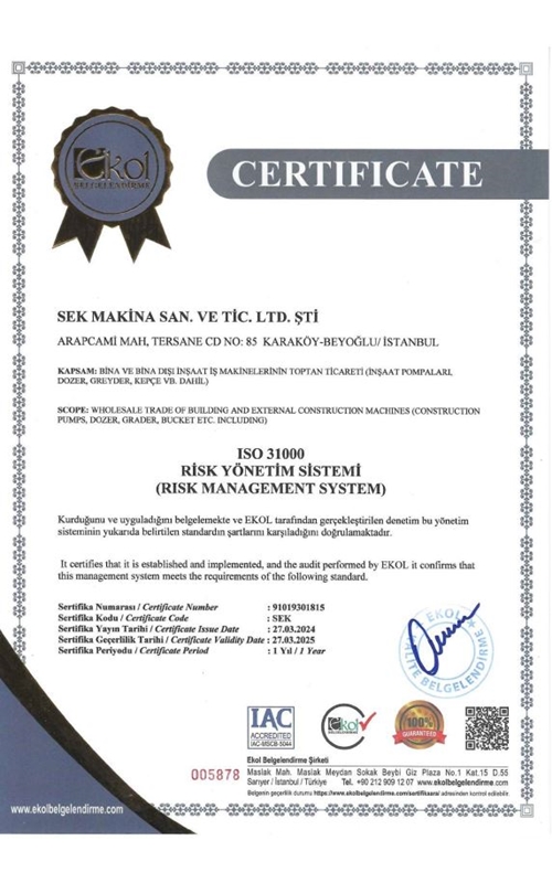 Risk Yönetim Sistemi Sertifikası