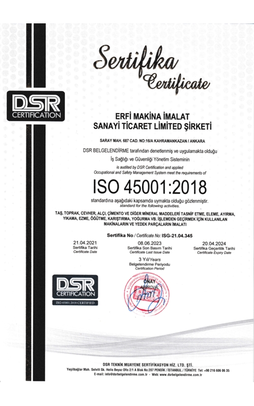 ISO 45001:2018 Sertifikası