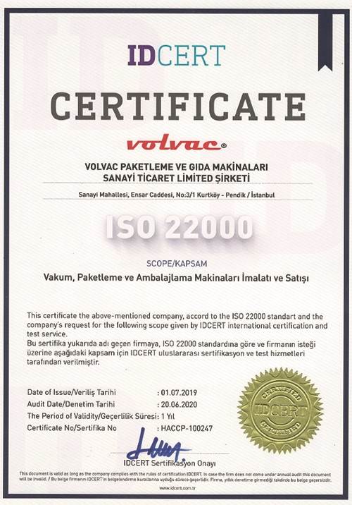 ISO22000 Sertifikası