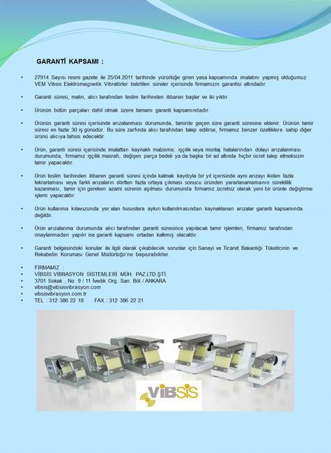 Garanti Kapsamı - Vibsis Vibrasyon Sertifikası