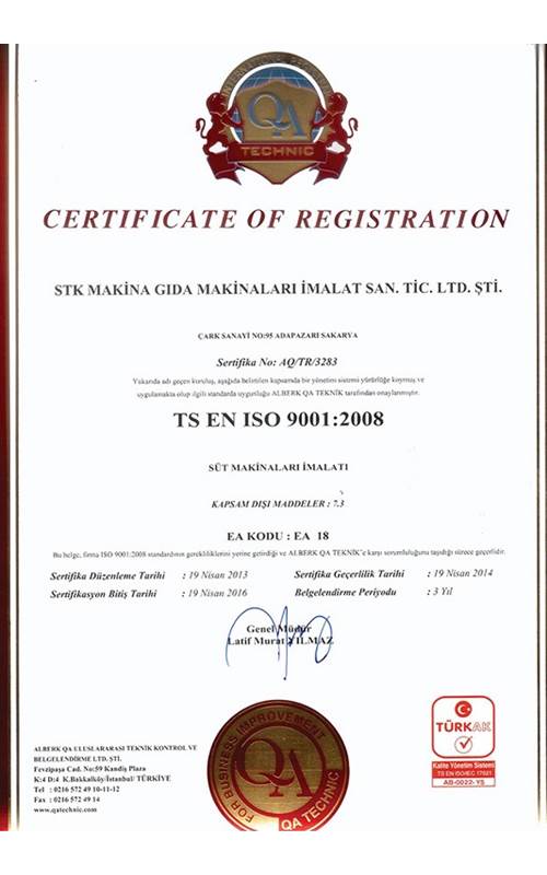 STK Makina - Iso-9001