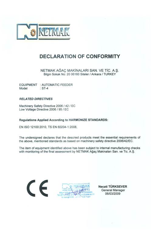 Otomatik Sürücü CE Deklarasyon