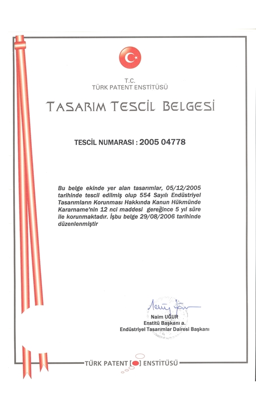 Tasarım Tescil Belgesi