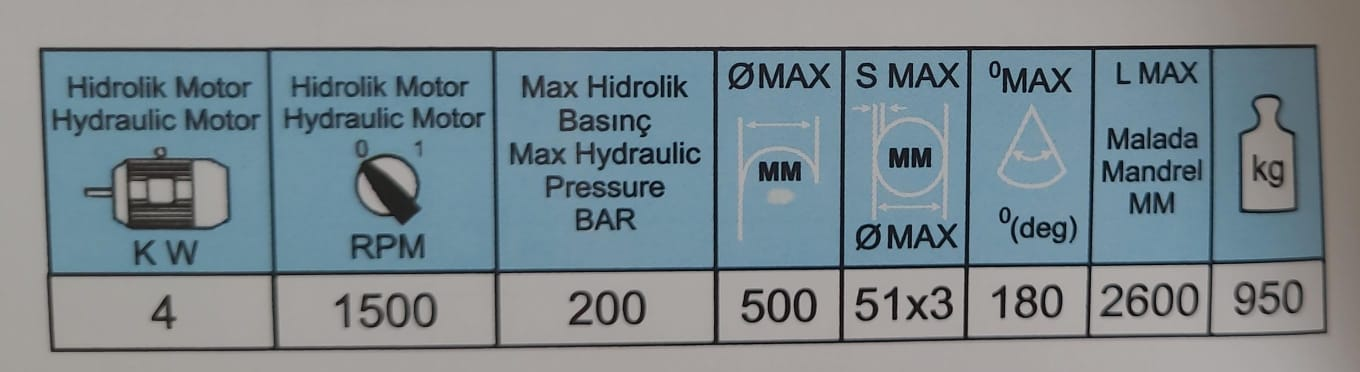 51x3 mm Hidrolik Boru Profil Bükme Makinası 